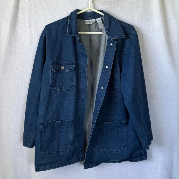 Vintage 90s Sag Harbor size medium oversized blue denim barn jacket - Picture 6 of 7
